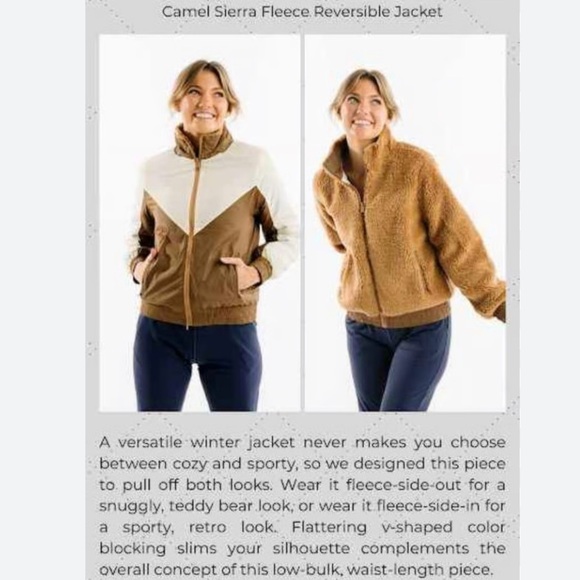 Zyia Camel Sierra Fleece Reversible Jacket Coat 70’s Retro Women’s Size Medium - Picture 16 of 16